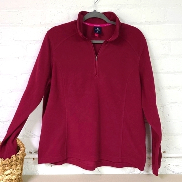 LAND END HALF ZIP FLEECE SIZE XL Dark Red - Picture 1 of 4